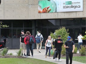 Students are shown near the main entrance to the St. Clair College main campus on Thursday, September 27, 2018.