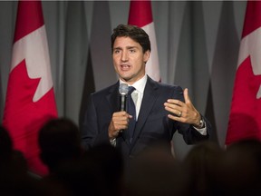 Prime Minister Justin Trudeau speaks at a Liberal fundraising event at the Art Gallery of Windsor,  Thursday, October 4, 2018.