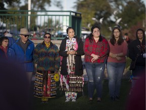 People attend the annual Sisters in Spirit Vigil at Dieppe Gardens, Thursday, October 4, 2018.  October 4 is dedicated to honouring the lives of missing and murdered indigenous women.