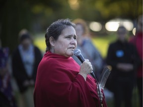 Keynote speaker, Dr. Beverley Jacobs from the Six Nations community, speaks at the annual Sisters in Spirit Vigil at Dieppe Gardens, Thursday, October 4, 2018. Jacobs, one of the nation’s most prominent advocates for Indigenous rights, has accepted a two-year term to become a senior advisor to the president at the University of Windsor. Jacobs will officially begin in her new role on Jan. 17.