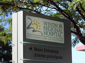 An entrance sign at the Ouellette Campus of Windsor Regional Hospital is shown in this August 2016 file photo.
