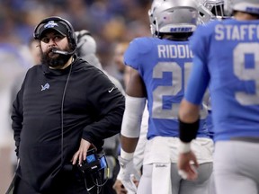 Head coach Matt Patricia of the Detroit Lions watches his team against the Chicago Bears during the second half at Ford Field on Nov. 22, 2018 in Detroit.