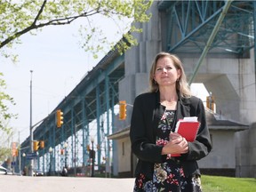 Jane McArthur, PhD Candidate, Department of Sociology, Anthropology and Criminology at University of Windsor is speaking to women who have worked near the Ambassador Bridge, in her research on breast cancer risks, is pictured May 14, 2018.