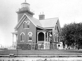 The Belle Isle Lighthouse is seen before being demolished in the fall of 1941 to make room for a Coast Guard station.
