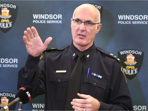 Windsor Police Chief Al Frederick speaks on Tuesday, November 13, 2018, at the downtown headquarters regarding opioid related issues in the city.