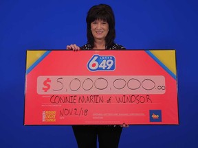 Connie Martin, 58, of Windsor, has been confirmed as the holder of the ticket that won the $5-million LOTTO 6/49 jackpot of Oct. 24, 2018.