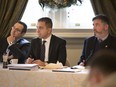 All ears. Incumbent Windsor city councillor Irek Kusmierczyk (Ward 7), left, next to incoming councillors Fabio Costante (Ward 2), centre, and Kieran McKenzie (Ward 9) attend a mandatory City of Windsor orientation session at Willistead Manor on Nov. 30, 2018, to learn some of the ins and outs of their jobs as municipal politicians.