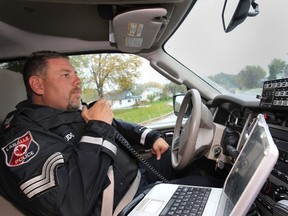 In this Oct. 20, 2011, file photo, Kevin Beaudoin, sergeant at the time with the LaSalle Police Services, is shown on patrol. He becomes deputy police chief at the start of 2019.