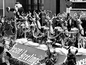 Santa Claus led his reindeer on this float through downtown Windsor during the then Jaycee parade in 1980.