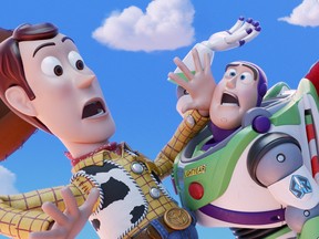 Sheriff Woody and Buzz Lightyear in a scene from Toy Story 4.