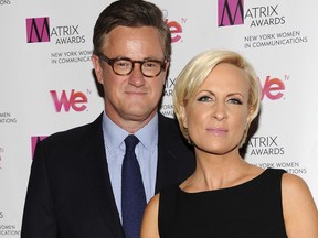 In this April 22, 2013 file photo, MSNBC's "Morning Joe" co-hosts Joe Scarborough and Mika Brzezinski, right, attend the 2013 Matrix New York Women in Communications Awards at the Waldorf-Astoria Hotel in New York. Joe Scarborough and Mika Brzezinski of MSNBC's "Morning Joe" are now co-hosts and spouses. The couple wed Saturday, Nov. 24, 2018, in a small ceremony with family and friends in Washington. They tied the knot at the National Archives with Rep. Elijah Cummings of Maryland officiating.