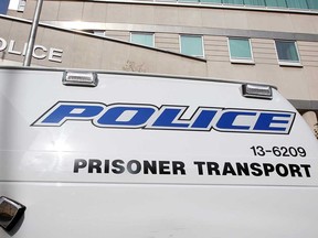 A Windsor Police Service prisoner transport vehicle at downtown headquarters in October 2018.