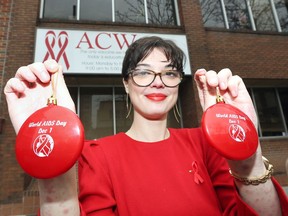 Rock the Ribbon. Keely Murdock, community and volunteer engagement coordinator with the AIDS Committee of Windsor, is shown ahead of a community vigil and reception on World AIDS Day on Dec. 1, 2018.