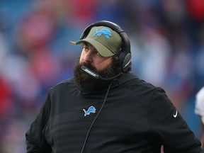Head coach Matt Patricia of the Detroit Lions looks on from the sideline during NFL game action against the Buffalo Bills at New Era Field on December 16, 2018 in Buffalo, New York.