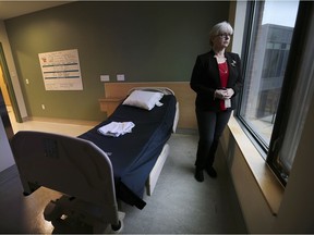 Janice Kaffer, president and CEO of Hotel-Dieu Grace Healthcare, is shown in an empty wing of the facility on Dec. 21, 2018. The wing has several rooms and beds available for patients but funding is not yet available to open the wing.