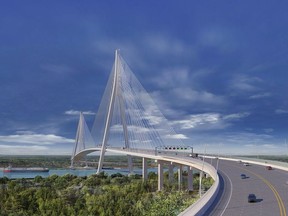 A design concept drawing for the Gordie Howe International Bridge.