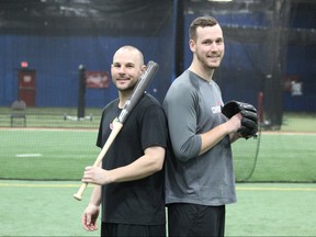 Jamie Romak, left, and Brock Dykxhoorn pictured at Cetrefield Sports in London on Thursday, Dec. 20, 2018. (DALE CARRUTHERS, The London Free Press)