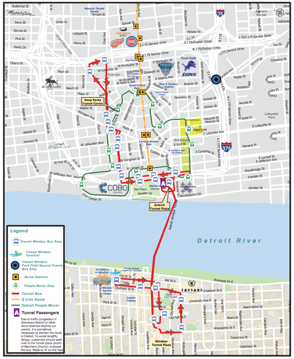 Route changes on Detroit's streets start this week for tunnel bus