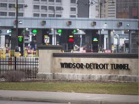The entrance to the Windsor-Detroit Tunnel is shown in December 2018. The tunnel was temporarily closed Dec. 30 after a two-car head-on collision sent three people to hospital — one in Windsor and two in Detroit.