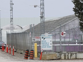 The exterior of Aphria Inc. greenhouses in Leamington.