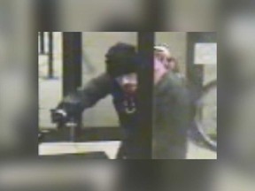 A security camera image of a suspect in a break-in at an apartment building at Ouellette Avenue and Tuscarora Street on Nov. 14, 2018.