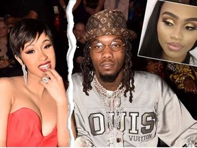 Cardi B has split from Offset after allegations he cheated on her with Summer Bunni (top right). (Getty Images and Instagram photos)