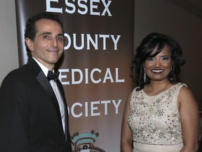 Members of the Essex County Medical Society recognized the efforts of Dr. Maher Zayouna, left, on his term as 2018 President of the ECMS and welcomed the installation of the 2019 President, Dr. Padmaja Naidu during a function on Wednesday, December 5, 2018, at the St. Clair Centre for the Arts.