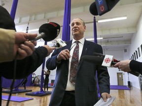 Larry Horwitz, outgoing Chair of the DWBIA speaks to reporters on Tuesday, Dec. 11, 2018 during a press conference at the Windsor Circus School.