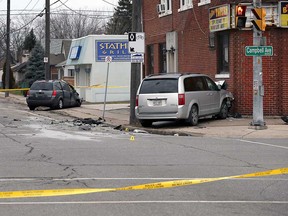 The wreckage of two minivans that collided on College Avenue at Campbell Avenue in Windsor on Dec. 15, 2018.