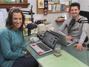 Marni Wasserman and Jesse Chappus are shown at their home studio on Monday, December 3, 2018. The couple co-host a popular pod cast called The Ultimate Health Podcast.