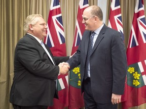Ontario Premier Doug Ford meets with Windsor Mayor Drew Dilkens in Toronto on Monday December 10, 2018.