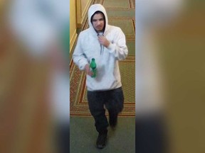 A security camera image released by Windsor police showing an unidentified suspect in a shooting incident at Hanna Street East and Dufferin Place during the early morning hours of Dec. 22, 2018.