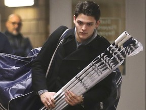 Former Windsor Spitfire goalie Michael DiPietro leaves the WFCU Centre after the team announced he had been traded to the Ottawa 67s on Tuesday, December 4, 2018.