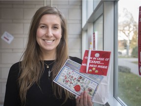 Ashley Vodarek, mental health and wellness coordinator at the University of Windsor, holds a wellness bag on Tuesday, Dec. 4, 2018, that will be provided for students across campus in various spots during exam period.  The wellness bags contain items such as slime, cookies, tea, gum, bubble wrap, as well as mental health resources.  Maps for where the wellness bags will be located were being given out Tuesday in the CAW Centre.