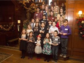 All 28 recipients of the WFCU Credit Union's 2018 Harold Hewitt Scholarship pose for a group photo at the Wilistead Manor, Tuesday, December 4, 2018.