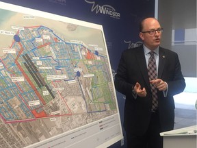 Mayor Drew Dilkens talks last year about the city’s $89.3-million, 10-year plan to address basement flooding in east Windsor.
