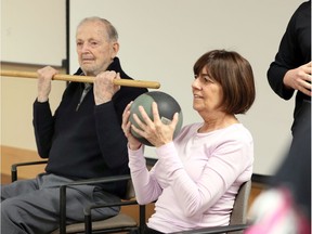 Frank O'Reilly and Denise Brode participate on Jan. 16, 2019, in a demonstration at Windsor Regional Hospital of the RENEW exercise program. The Erie St. Clair Regional Cancer Program, with support of Windsor Cancer Centre Foundation, is partnering with eight local fitness centres to help participants heal from physical and emotional side effects of cancer and cancer treatments.