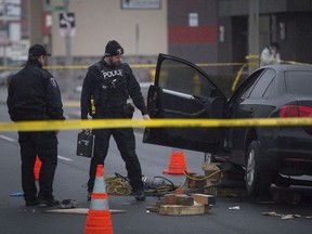 Windsor police investigate a serious accident involving a cyclist and a car on Tecumseh Avenue East between Elsmere and Parent avenues around 3:30 p.m. on Jan. 17,  2019. The intersection at Parent and Tecumseh remained closed to traffic Thursday night.