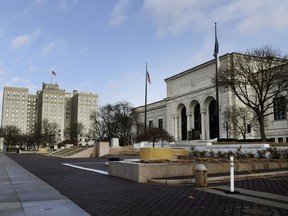 This Tuesday, Jan. 8, 2019 photo shows a view of The Detroit Institute of Arts and the Park Shelton building, which will be part of the cultural campus in Detroit. Design options will soon be revealed for a plan that seeks to link nearly a dozen major institutions in Detroit and make the area more walkable.
