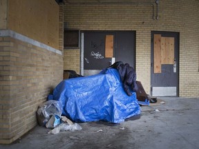 A homeless person's living quarters in downtown Windsor on Jan. 24, 2019.