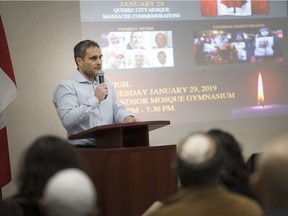 Sinan Yasarlar, president of the Windsor Islamic Association, organizer, speaks at the Day of Remembrance and Action on Islamaphobia, at the Windsor Mosque, Tuesday, January 29, 2019.