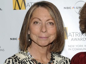 FILE - In this April 19, 2010, file photo, Jill Abramson attends the 2010 Matrix Awards presented by the New York Women in Communications at the Waldorf-Astoria Hotel in New York. Former New York Times editor Jill Abramson takes a dim view of many of the appearances that reporters at her former newspaper and The Washington Post make on Trump-centric cable television networks. She says that many are a huge mistake, since they put reporters in a position of seeming to be opinionated. Print reporters are a staple of coverage at CNN and MSNBC these days, often touting the stories they are writing for their newspapers.