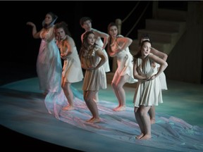 Members of the cast of the play Penelopiad, presented by the University Players, rehearse a scene at the University of Windsor, Tuesday, January 29, 2019.