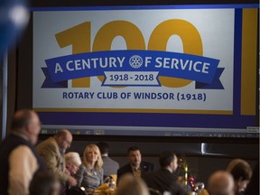 Rotarians with the Rotary Club of Windsor (1918) attend a year-end luncheon to celebrate the end of their centennial year at the St. Clair Centre for the Arts, Monday, Jan. 14, 2019.