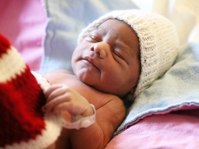Athias Bachan, Windsor's first baby of the new year, rests at Windsor Regional Hospital on the morning of Jan. 1, 2019.