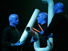 Blue Man Group performing in Montreal in September 2008.