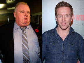 Rob Ford and Damian Lewis are seen in this combination file photo. (Toronto Sun files/ Getty)