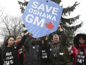 GM workers in Oshawa in December 2018.