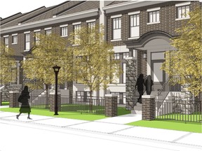 Rendering of Brownstones housing development on an industrial stretch of Walker Road.