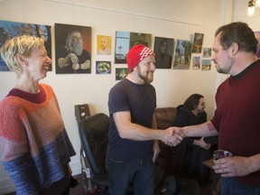 Art gallery for the neighbourhood. Tamara Kowalska, left, photographer Patrick Firth and artist George Rizok attend the opening of the Core Gallery on Feb. 1, 2019. A joint effort between the Wyandotte Town Centre BIA and The Initiative: Glengarry Neighbourhood Renewal, the gallery, free for local artists, is designed to encourage public engagement.